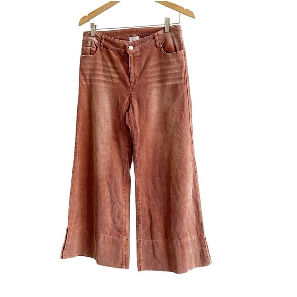 So Me Boutique Mallory Wide Leg Corduroy Pants In Rust Size Large Boho NWT - Picture 1 of 10